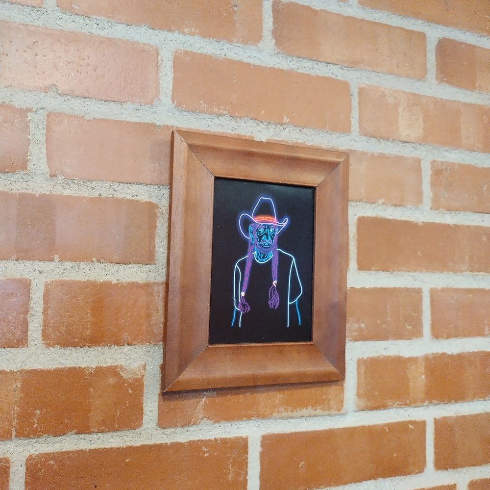Neon Willie Nelson Outlaw Country Framed Art Print By Neon Nicho